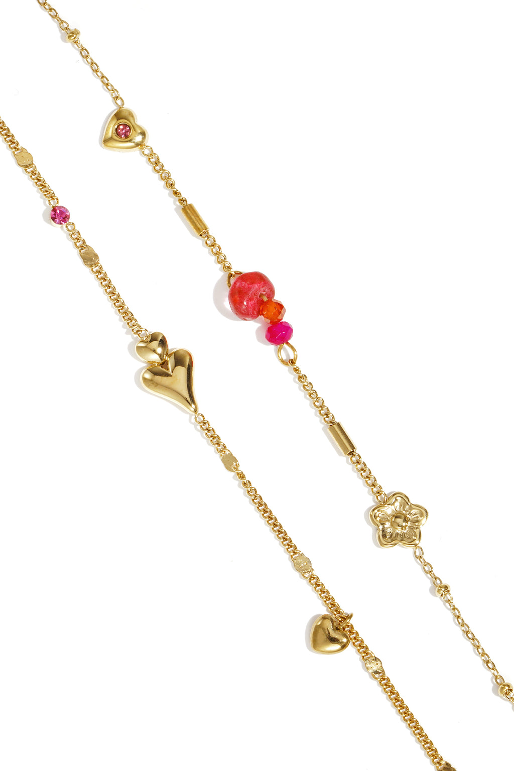 Bracelet with hearts flowers and beads