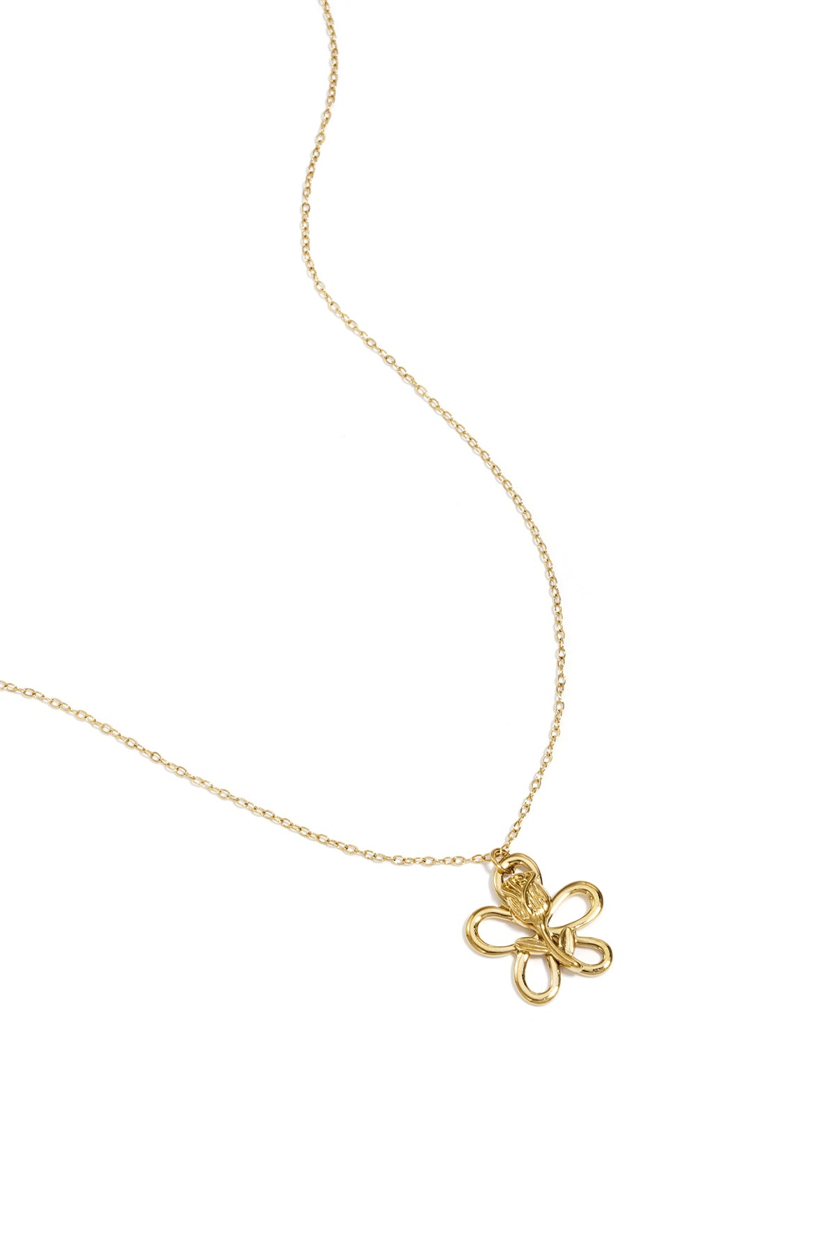 Ketting met roos op bloemhanger