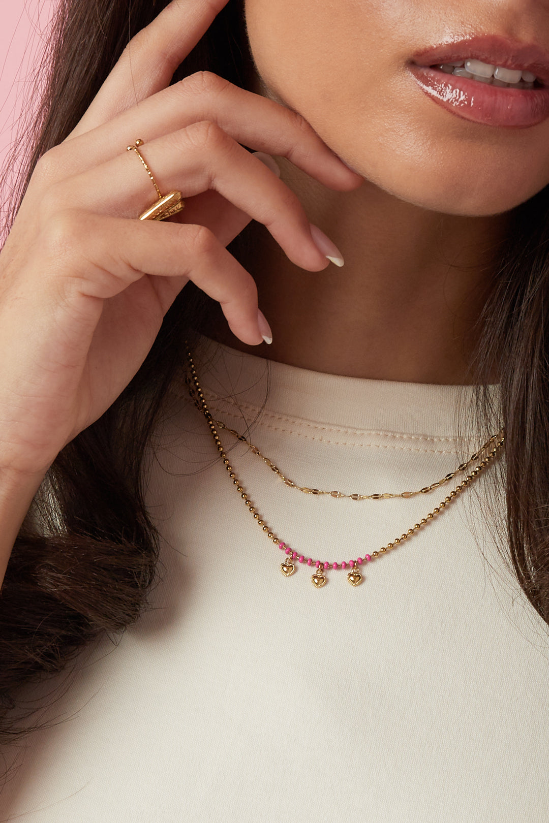 Gelaagde kettingen van roestvrij staal met hartje, eenvoudige dagelijkse serie, dames sieraden