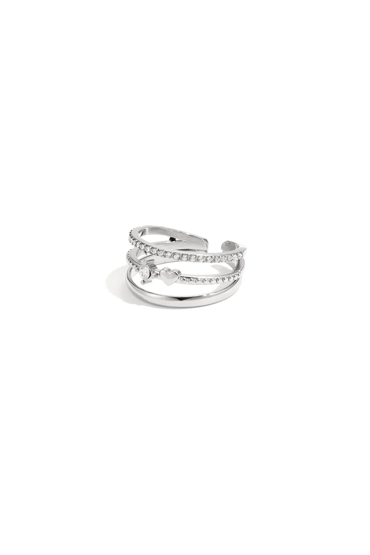 3 laagse ring met steentjes