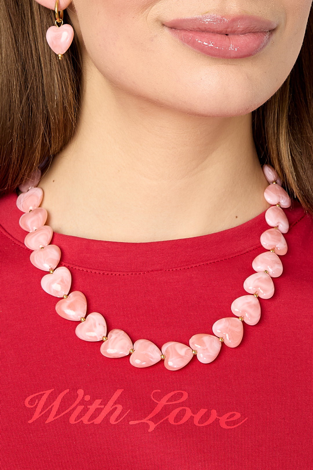 Ketting met hartvormige kralen