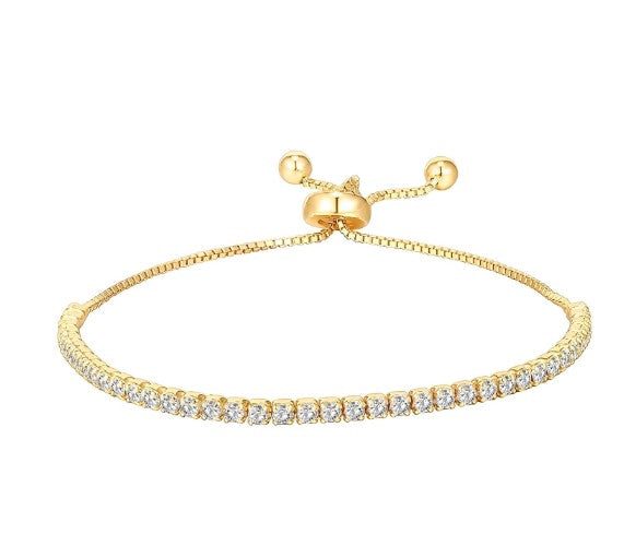 "Tennis" Bracelet, 18K Gold Plated Brass