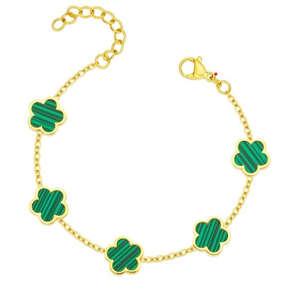 "Flowers" Bracelet, 18K Gold Plated Steel