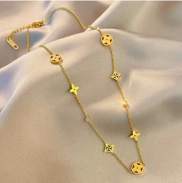 Geometric Titanium Steel 18k Gold Plated Necklaces