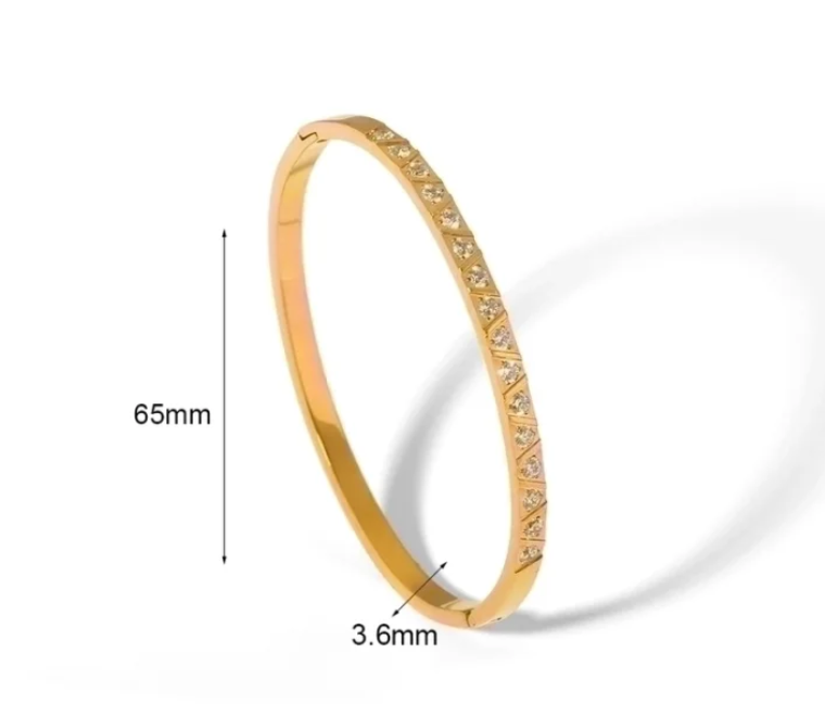 Inlay Zircon 18k Gold Plated Bangle