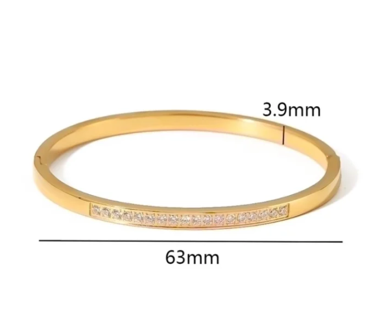 Inlay Zircon 18k Gold Plated Bangle