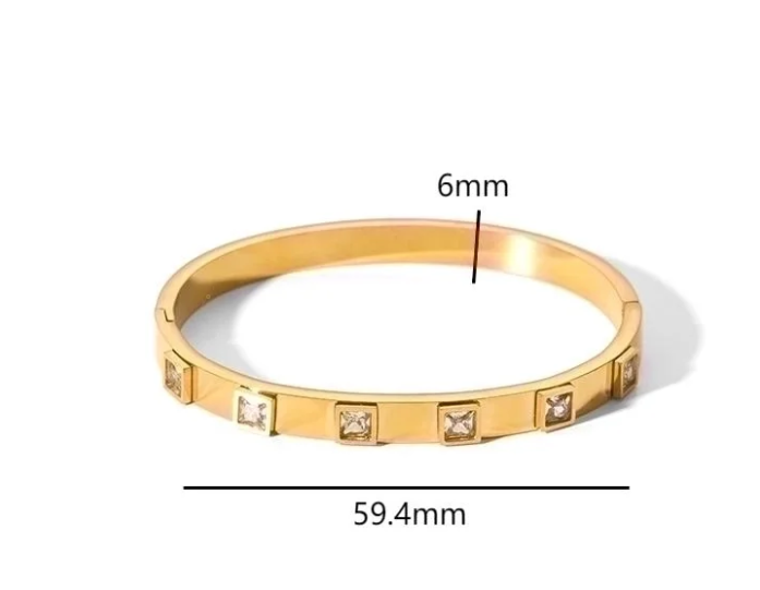 Inlay Zircon 18k Gold Plated Bangle