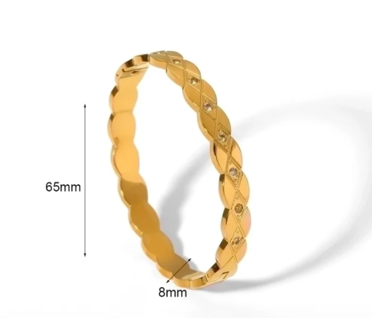 Inlay Zircon 18k Gold Plated Bangle