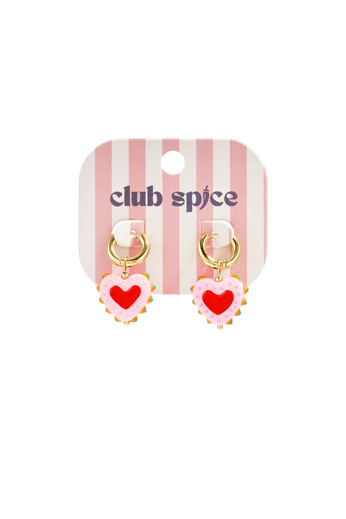 Earrings with heart in candy motif
