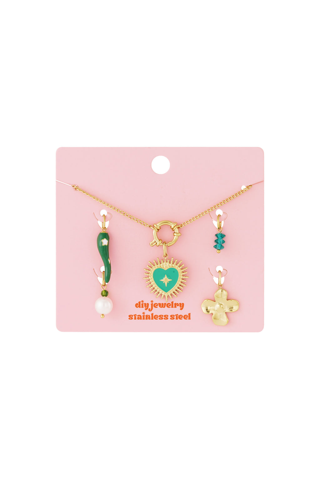 Green heart DIY necklace
