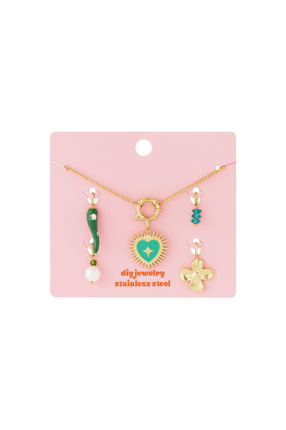 Green heart DIY necklace