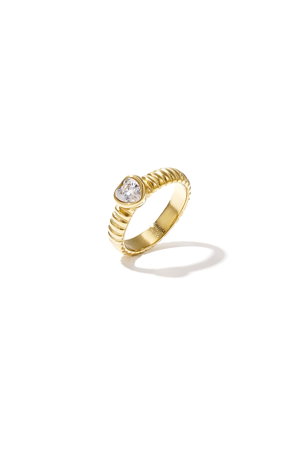 Ringen van roestvrij staal met edelsteen, hartvormig, eenvoudig, dagelijks gebruik, Simple Series, dames sieraden