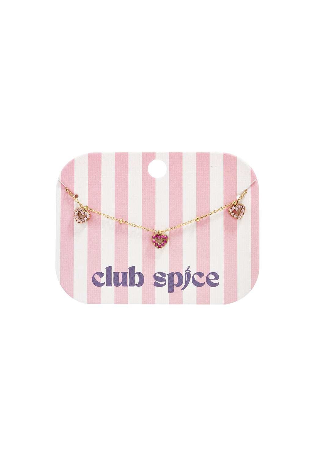 Armband met roze steentjes in hartjes