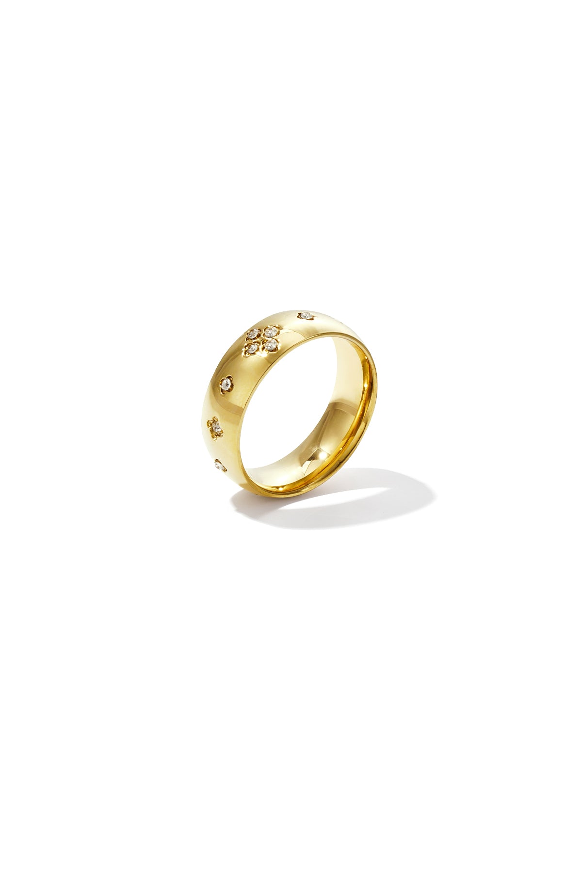 Ring met steentjes in klaver patroon
